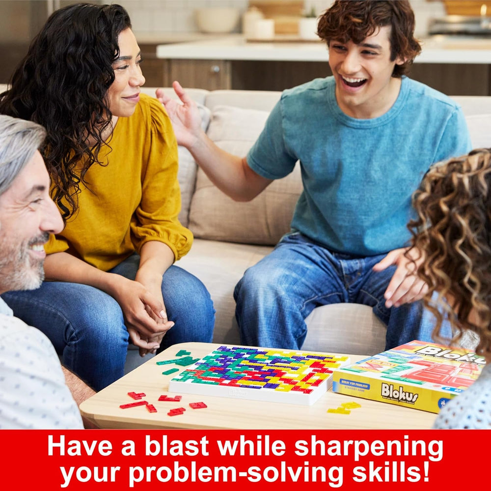Mattel Games Blokus Game, joc de societate pentru familie, joc de strategie, pentru 2-4 jucători, joc de petrecere, vârste de la 7 ani în sus, BJV44
