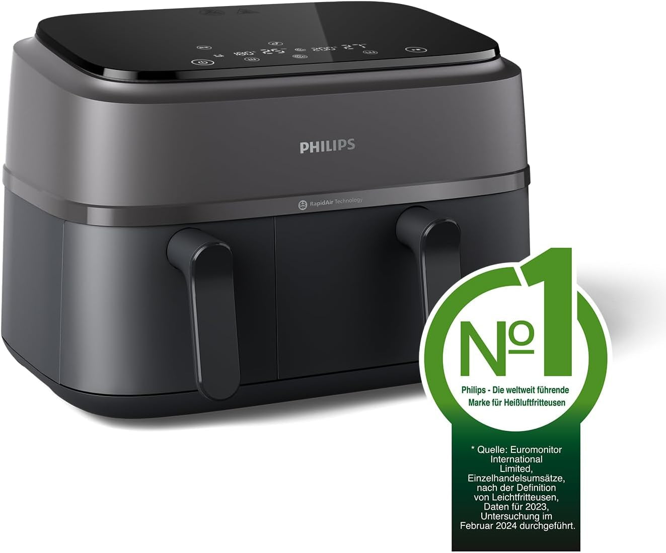 Philips Airfryer Dual Basket Serie 3000, 9L, 2 cestas, 2 platos listos al mismo tiempo, tecnología Rapidair más aire caliente Electrodomésticos Naty Shop