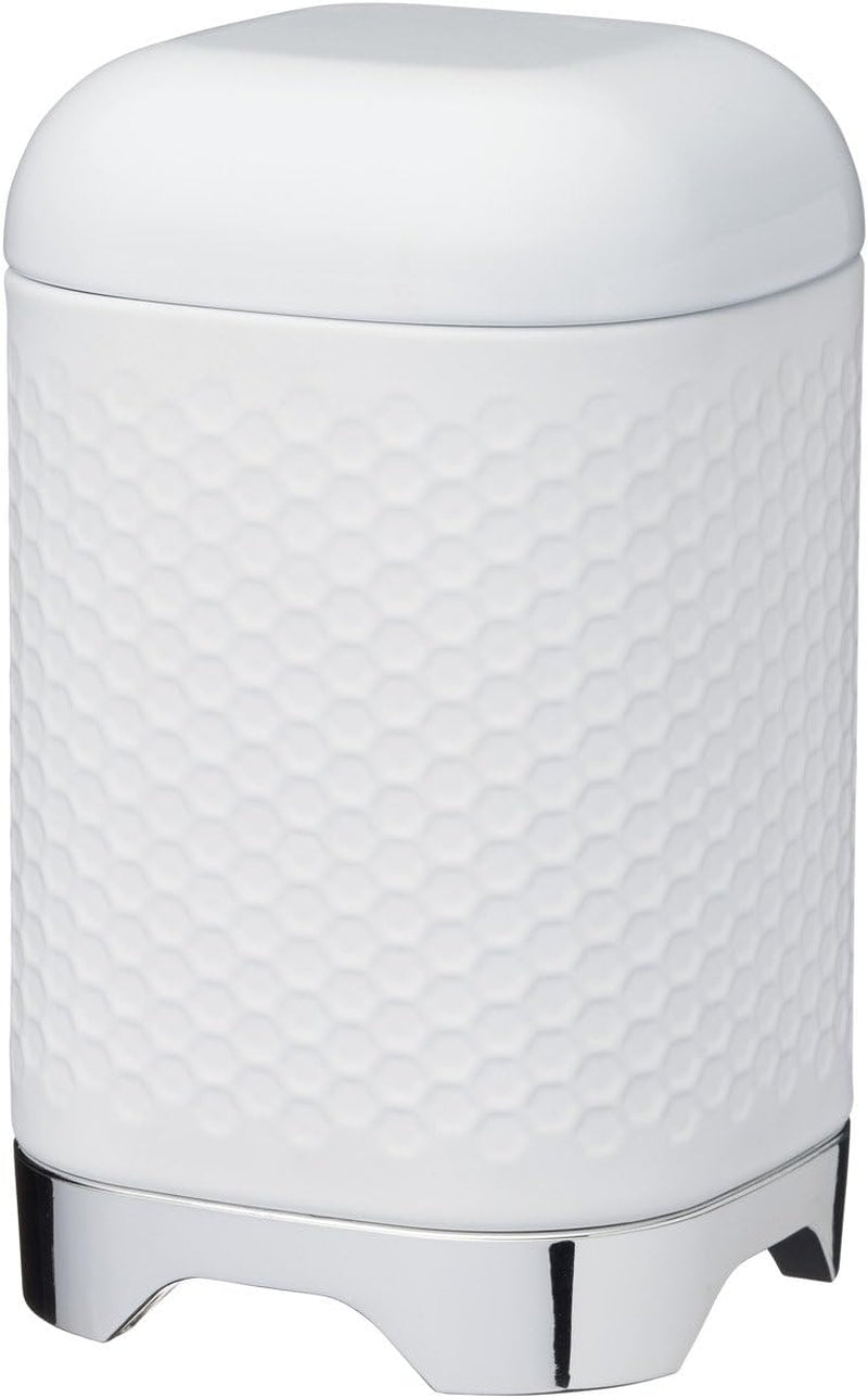 KitchenCraft Lovello caddy pentru ceai, caddy din oțel alb, suprafață texturată, stil 1950 cu capac, pentru ceai vrac și pliculețe de ceai, 11 cm x 11 cm x 19 cm, Ice White Cutii depozitare alimente Naty Shop Alb gheață Alimente