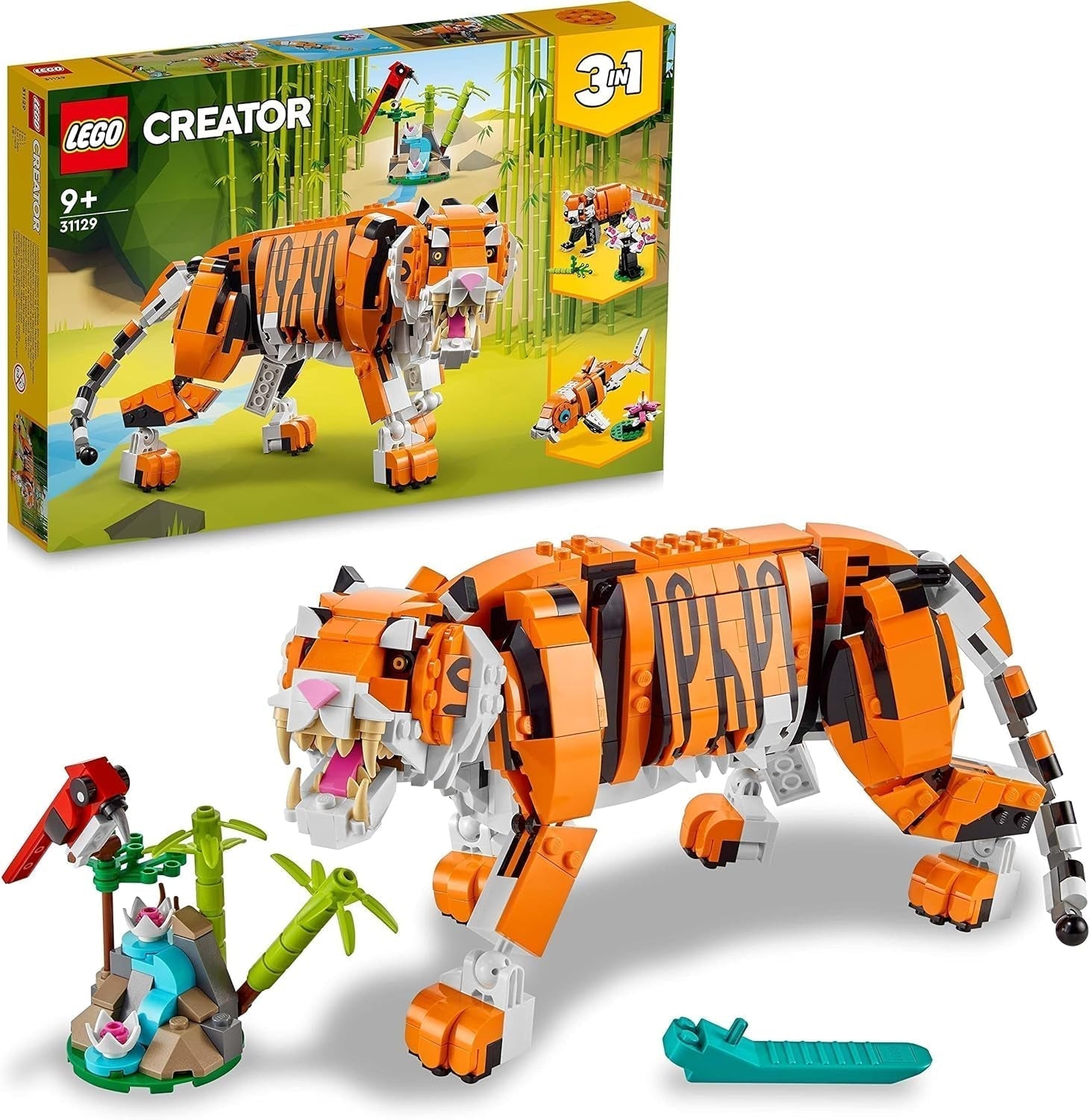 LEGO 31129 Creator Majestic Tigre, Panda o Pez Juego de figuras de animales 3 en 1 Juguete para niños Niños y niñas Juegos de construcción de juguetes de construcción de animales Besuche den LEGO-Store Single