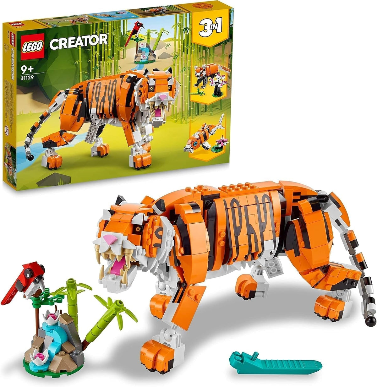 LEGO 31129 Creator Majestic Tigre, Panda o Pez Juego de figuras de animales 3 en 1 Juguete para niños Niños y niñas Juegos de construcción de juguetes de construcción de animales Besuche den LEGO-Store Single