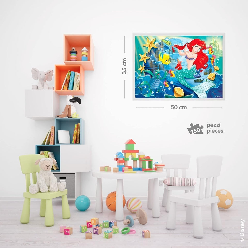 Lisciani - DISNEY Puzzle Ariel - Recreează și colorează scenele din cutiile tale preferate - de la 7 ani - PUZZLE DE MARE DIMENSIUNE cu 250 de piese - Încurajează dexteritatea Puzzle Naty Shop