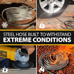 Furtun de grădină de 30 m, furtun de apă metalic din oțel inoxidabil 304, 30 m, furtun flexibil, anti-îndoire, ultra-ușor și durabil, rezistent la rupere, ușor de înfășurat, 500 PSI