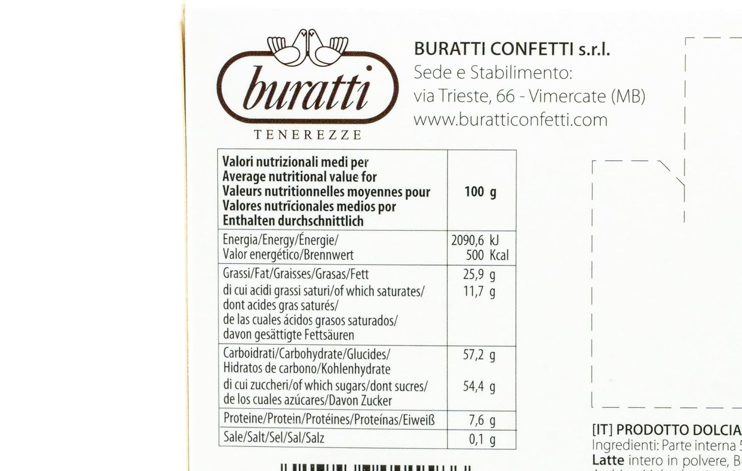 Almendras cubiertas con chocolate blanco Tenerezze, 1 pieza