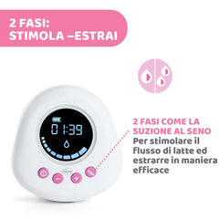 Chicco Sacaleches eléctrico con fases de estimulación y extracción, 10 niveles de intensidad, cómodo y rápido, forma ergonómica, con tetina inclinada y tapón hermético, blanco, 150 ml Accesorios Alimentación y Lactancia Bebe Naty Shop