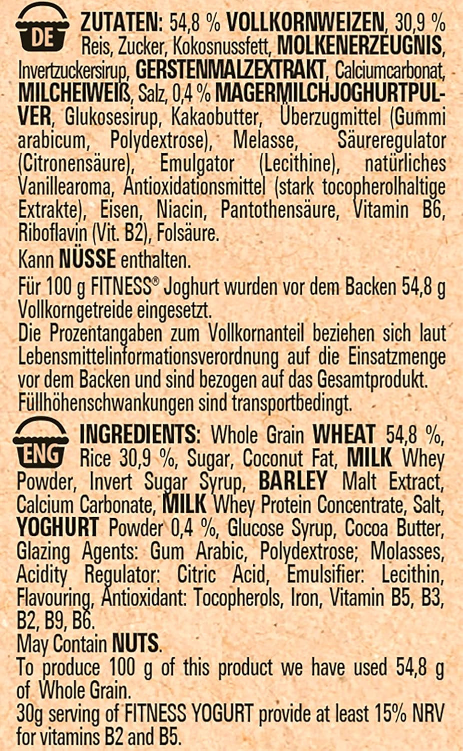 Nestlé Fitness Yogurt Cereales de desayuno integrales con sabor parcial a yogur, 1 paquete (1 x 350 g)