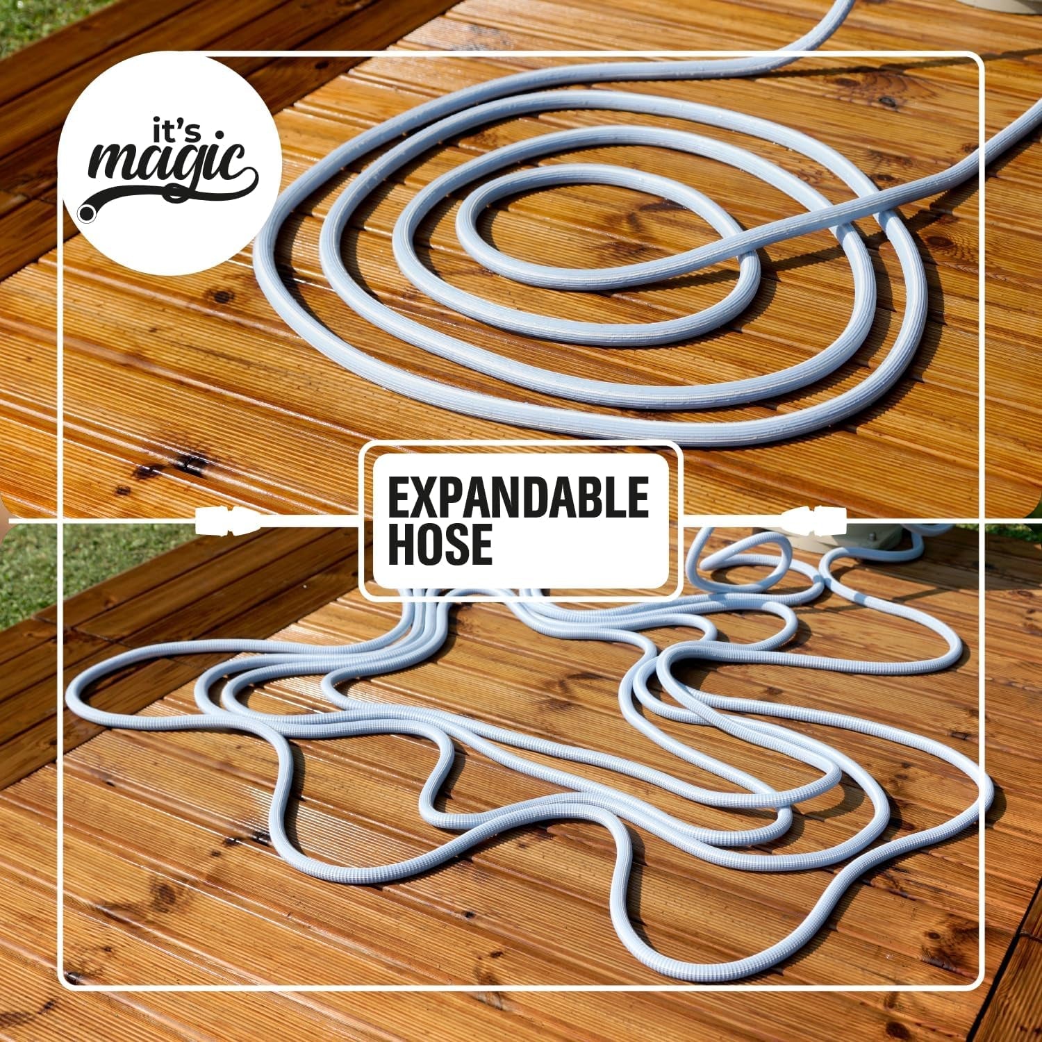 Furtun de grădină extensibil Magic Blue Hose, 20 de metri, cu sac și duză de pulverizare