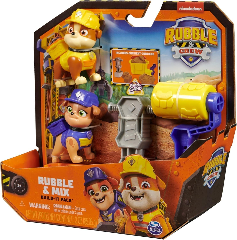 Rubble & Crew - Juego de figuras de acción de Rubble & Mix, 2 juguetes de construcción y arena de construcción cinética de 85 g, juguete adecuado para niños de 3 años en adelante Figuras de acción Naty Shop