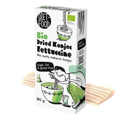 Fettuccine Konjac Shirataki Bio 80g - Bajo en calorías y carbohidratos, sin gluten, bajo en carbohidratos, apto para dietas cetogénicas, con harina de tapioca