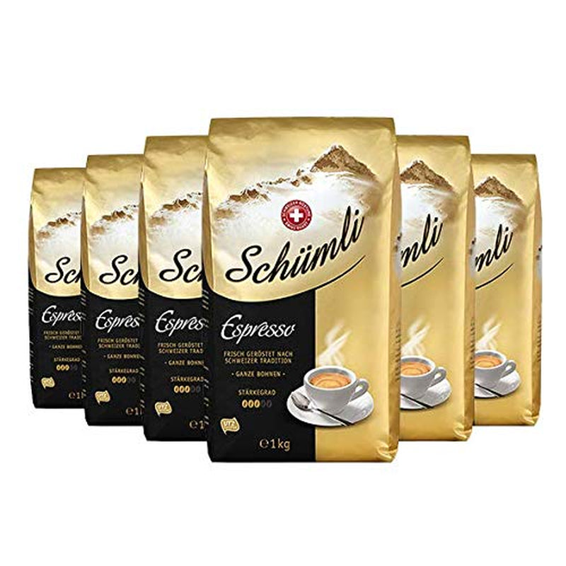 Boabe de cafea Schümli Espresso 1kg, pachet de 6 (6 x 1000g)