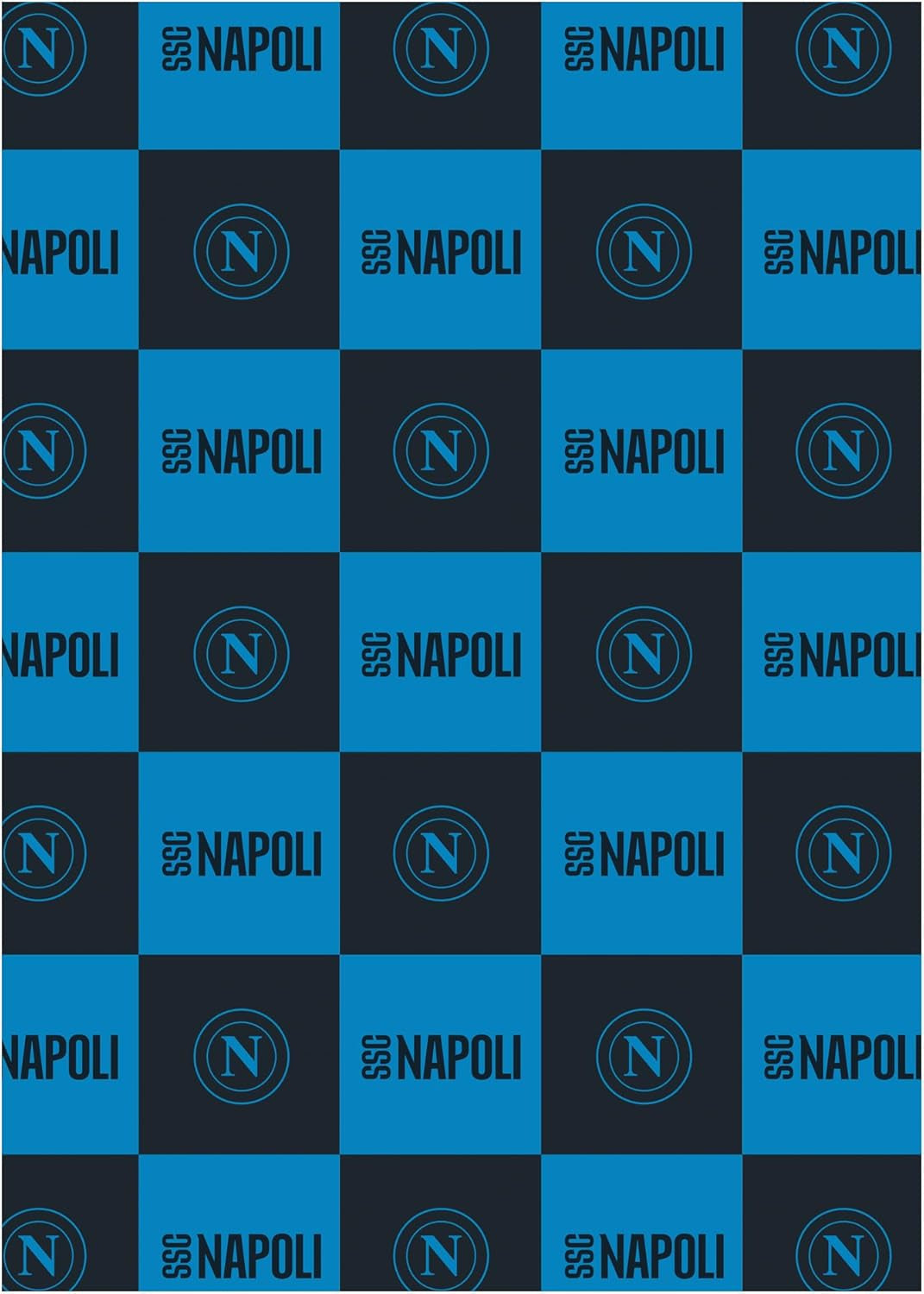 SSC Napoli, manta suave con logo, manta calentita para sofá y cama, medida 150 X 210 cm, tacto suave, azul claro, producto oficial Hermet Beds and Blankets Azul claro 150X210