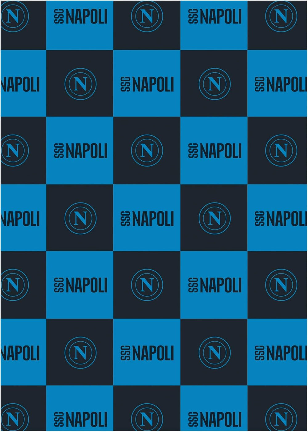 SSC Napoli, manta suave con logo, manta calentita para sofá y cama, medida 150 X 210 cm, tacto suave, azul claro, producto oficial Hermet Beds and Blankets Azul claro 150X210