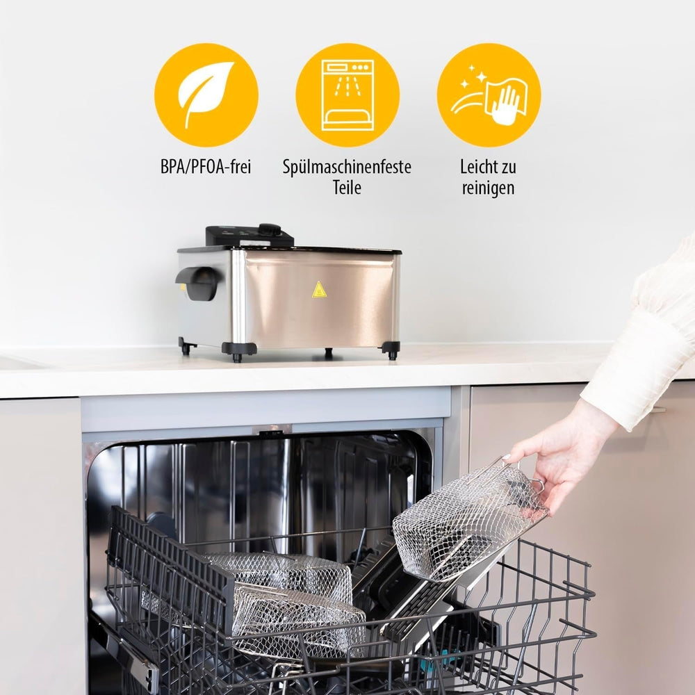 Freidora Tristar, 1 cestillo grande y 2 cestos pequeños, termostato regulable, zona de enfriamiento, 5 litros, 2000 W, FR-6949 Electrodomésticos Naty Shop