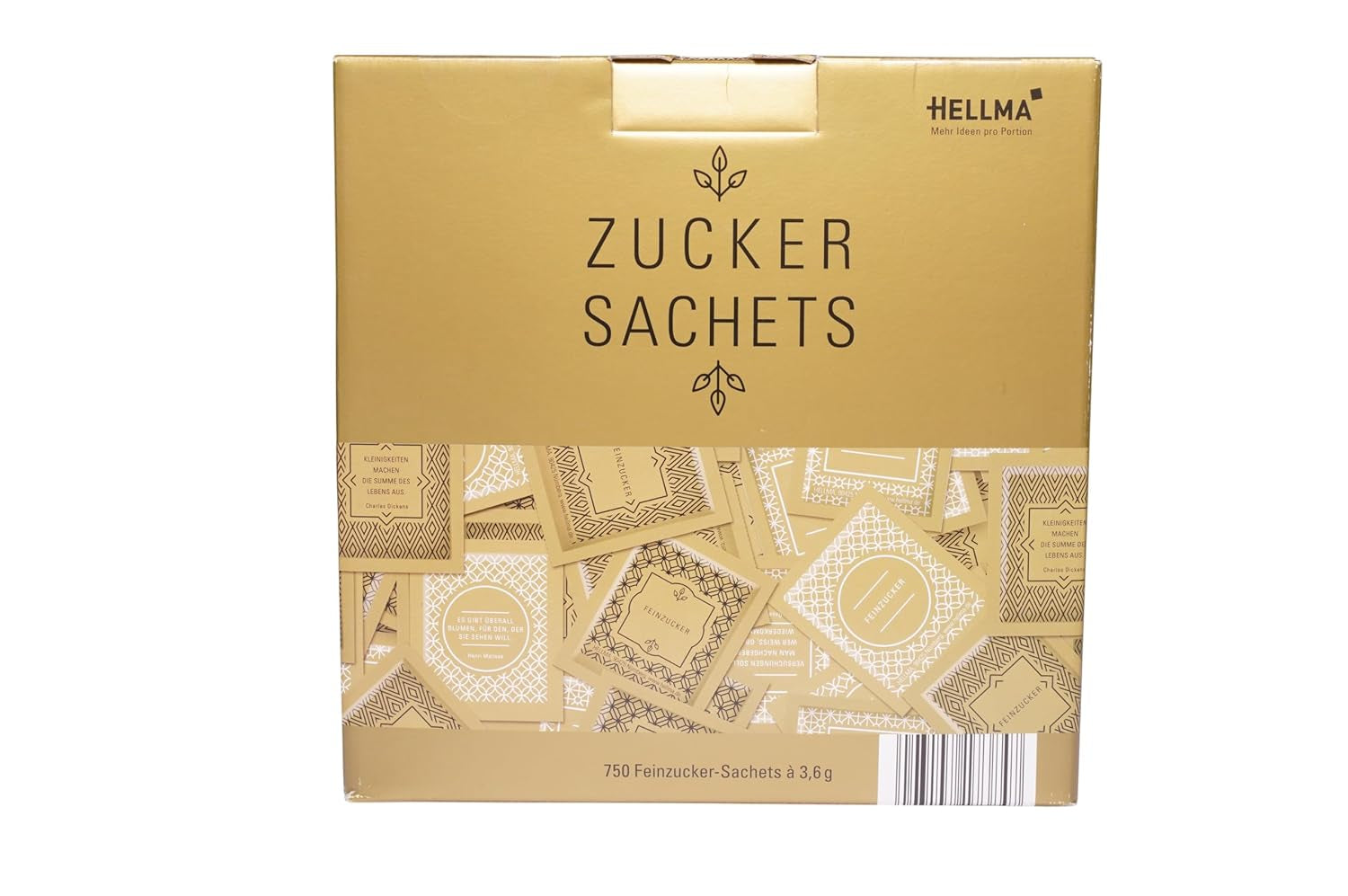 Hellma Zucker-Sachets Goldline 750 Stk. Je 3,6 G – 3,6 Kg Vorrats-Box - Zuckertütchen Einzeln, Für Kaffee Oder Tee Edulcorantes Naty Shop