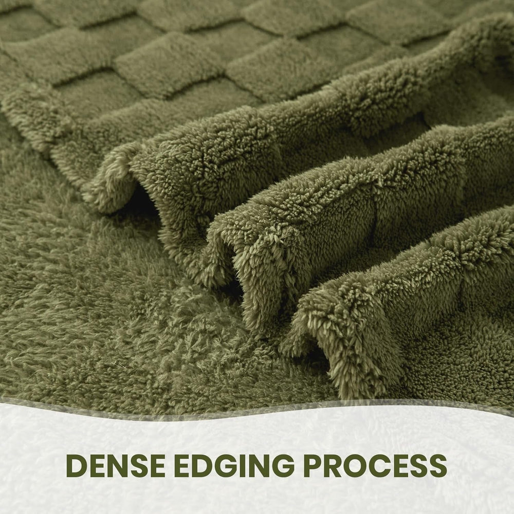 Good Nite Cosy pătură Fluffy Couch Throw pătură Fleece Bedspread Cosy Soft Checked Green pătură primăvară vară toamnă iarnă patru anotimpuri (150X200Cm Olive Green) Paturi si Cuverturi Good Nite