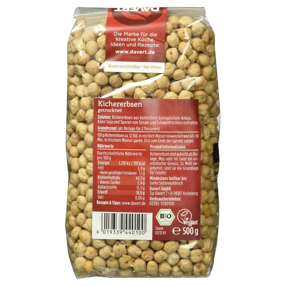 Garbanzos Davert Bio, 500 g