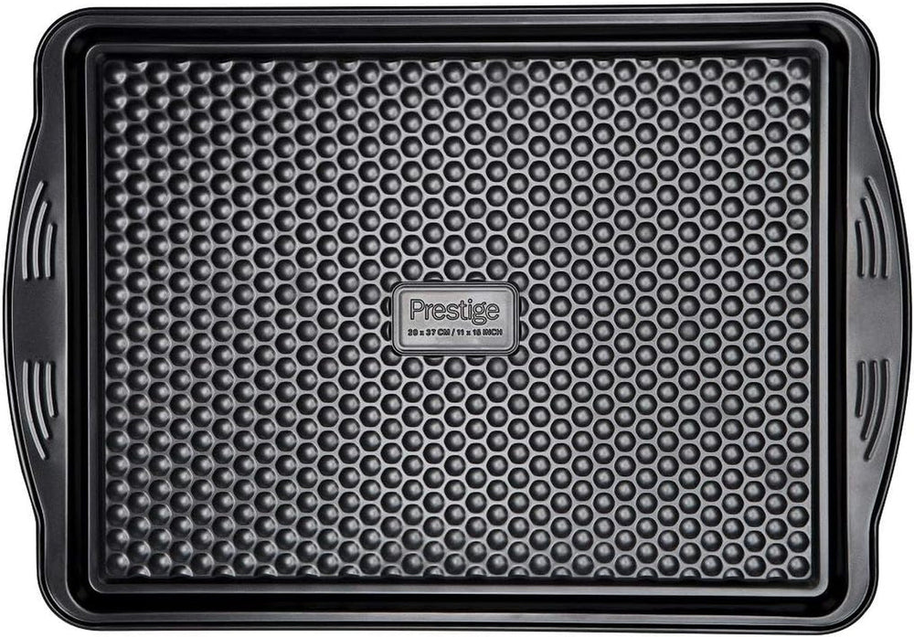 Prestige 48227 Aerolift Muffin Zinn, Acero al carbono, Schwarz Moldes y bandejas para horno Naty Shop Groß Backblech