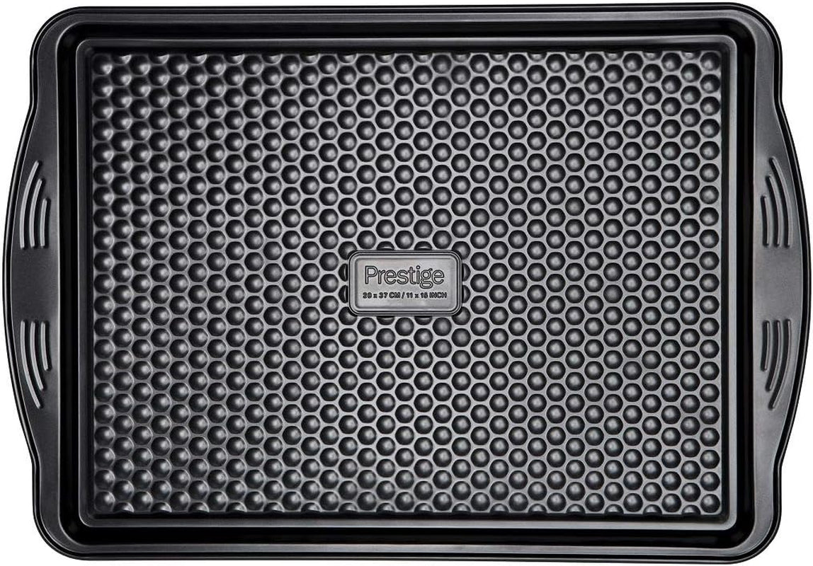 Prestige 48227 Aerolift Muffin Zinn, Acero al carbono, Schwarz Moldes y bandejas para horno Naty Shop Groß Backblech