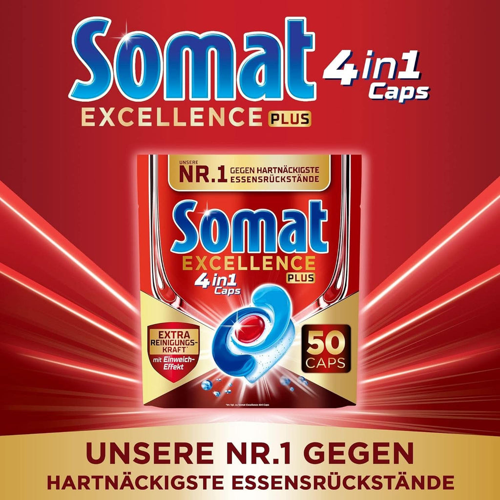 Somat Excellence plus 4In1 Caps (50 Caps), tablete de spălat vase Naty Shop