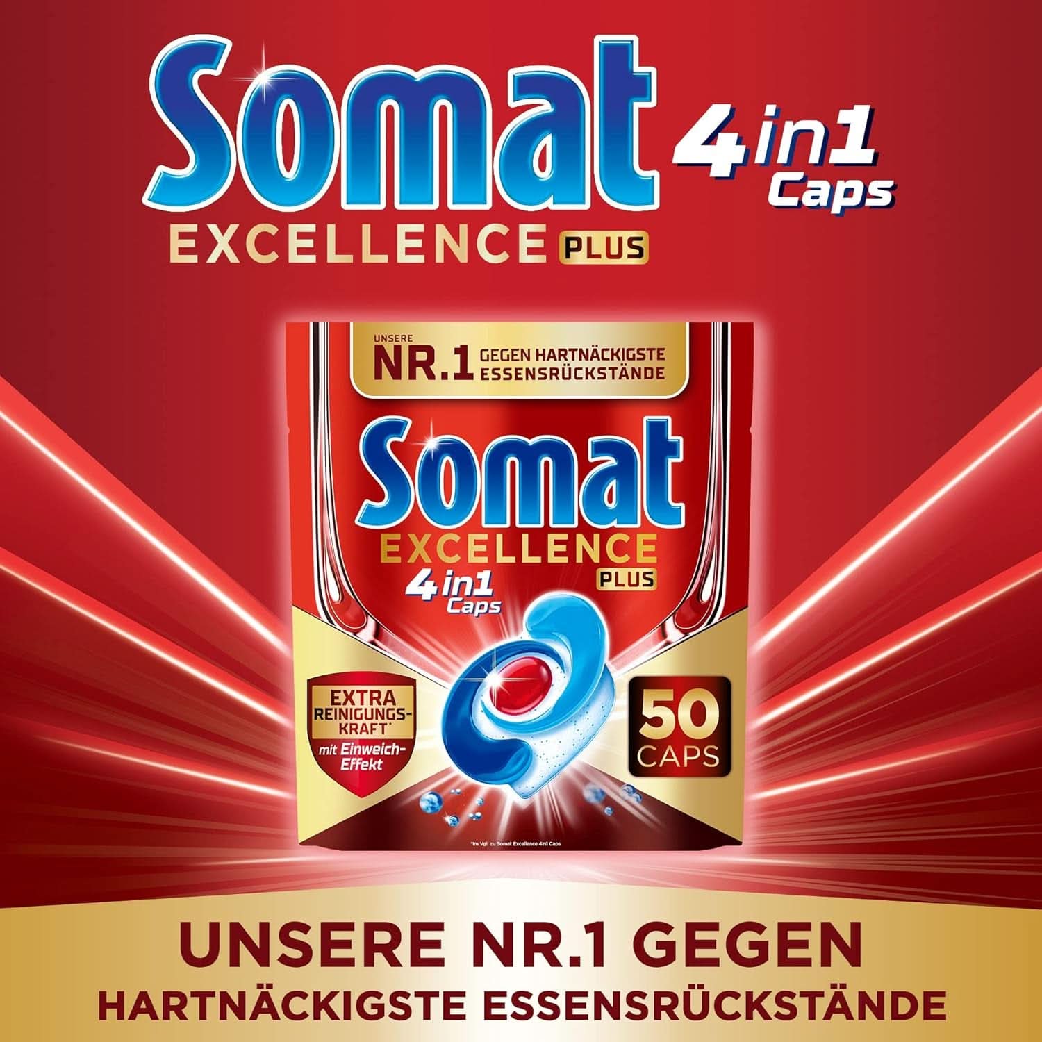 Somat Excellence plus 4In1 Caps (50 Caps), tablete de spălat vase Naty Shop