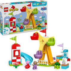 LEGO DUPLO Peppa Wutz Fairground - Juguetes infantiles y juguetes de motricidad para mayores de 2 años - Juegos preescolares con noria grande, tobogán y 3 figuras, incluidas Mollie Kitty y Klausi Kläff - Regalo para niños 10453 Juegos de construcción Besuche den LEGO-Store Default title