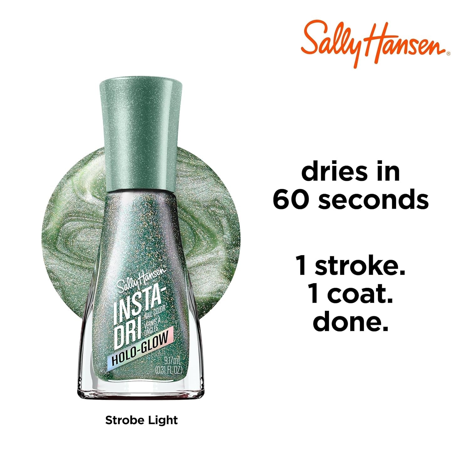 Oja Insta-Dri Holo-Glow All That Shimmers, ușor de utilizat, de lungă durată, culori frumoase, ușor de aplicat pe unghii, nu se ciobește, 19 ml