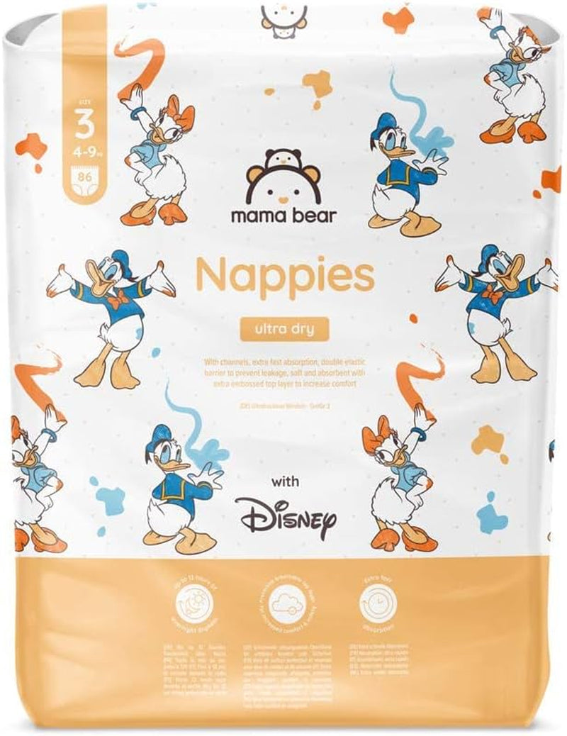 Marca Amazon: Mama Bear Disney Pañales ultra secos, tamaño 3 (4-9 kg) - Caja mensual, blanco, 172 unidades (2 paquetes de 86)