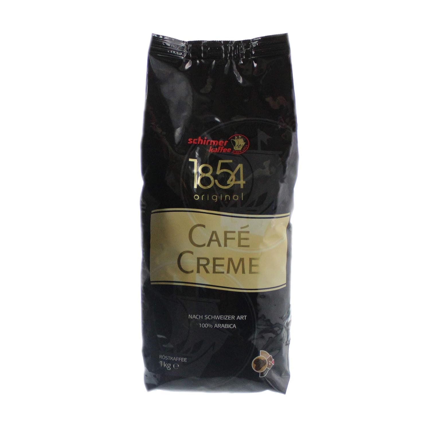 Cafe Creme în stil elvețian, boabe întregi, boabe de cafea, pachet de 8, 8 x 1000g