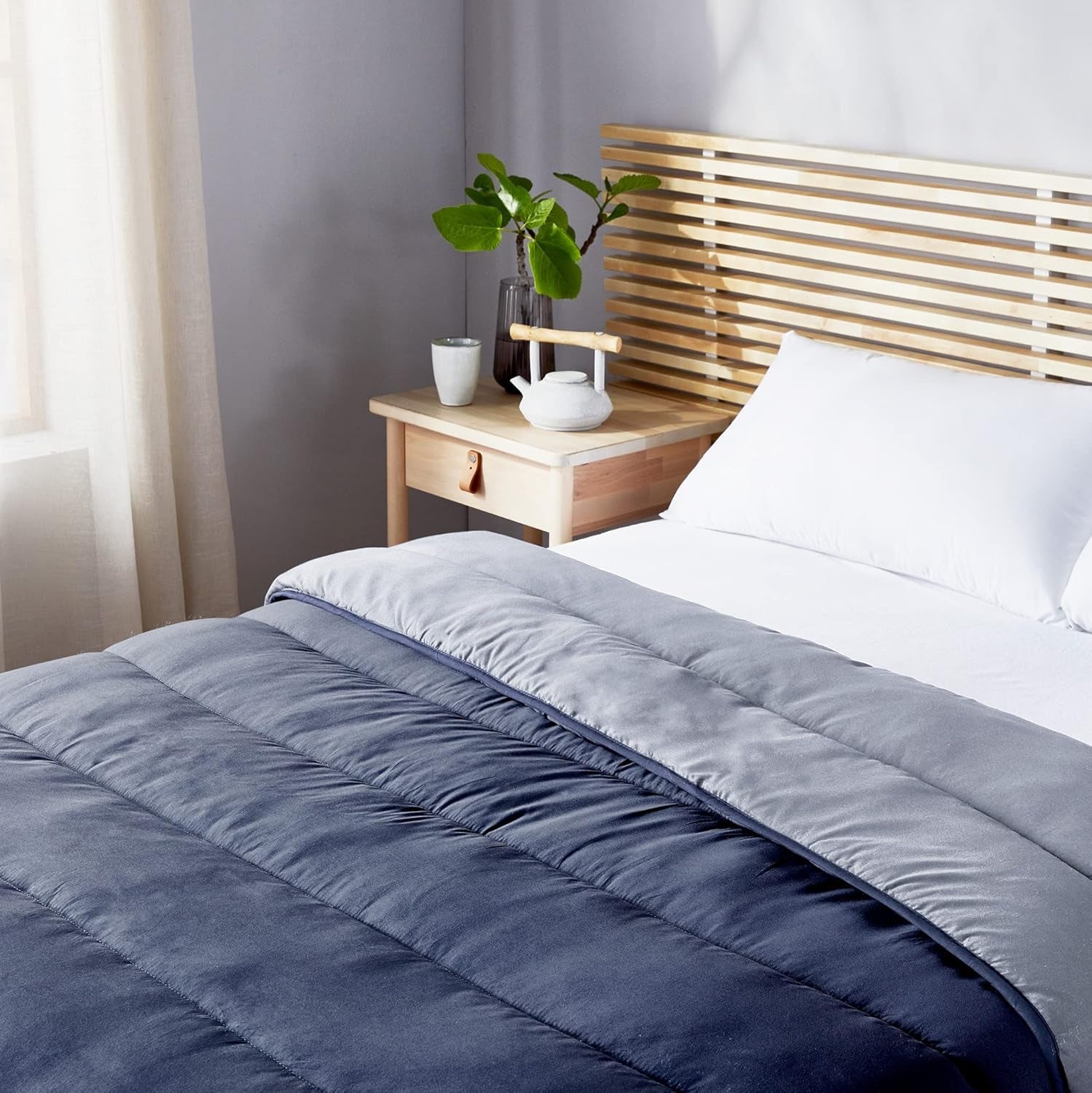 Pikolin Home - Edredón reversible 300 G - Relleno nórdico bicolor - Para cama de 105 - Cómodo, cálido, transpirable, verde, 180 X 260 cm Edredones y edredones Naty Shop