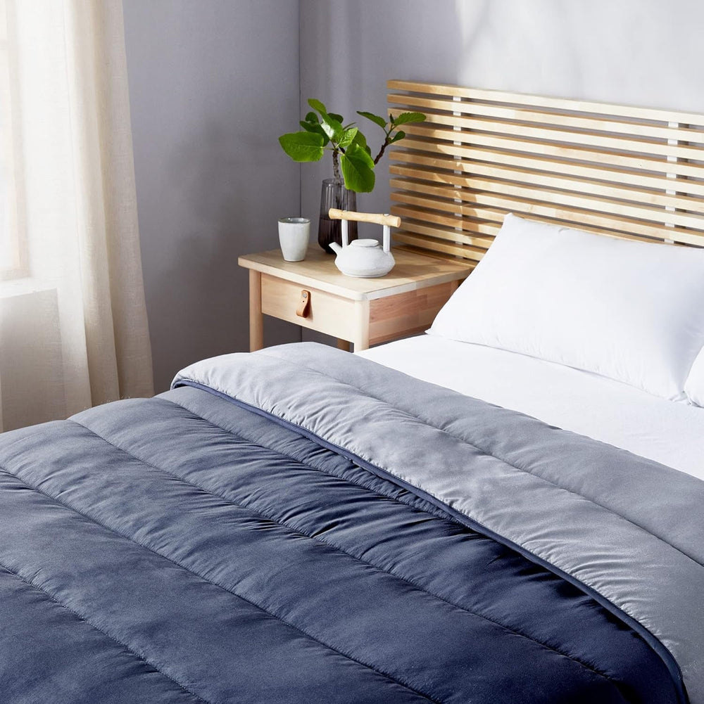 Pikolin Home - Edredón reversible 300 G - Relleno nórdico bicolor - Para cama de 150 - Acogedor, cálido, transpirable, Amarillo mostaza, 240 X 220 Cm Edredones y edredones Naty Shop