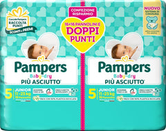 Pampers Baby Dry Junior DWCT pañales, paquete doble, talla 5 (11-25 kg), 32 pañales