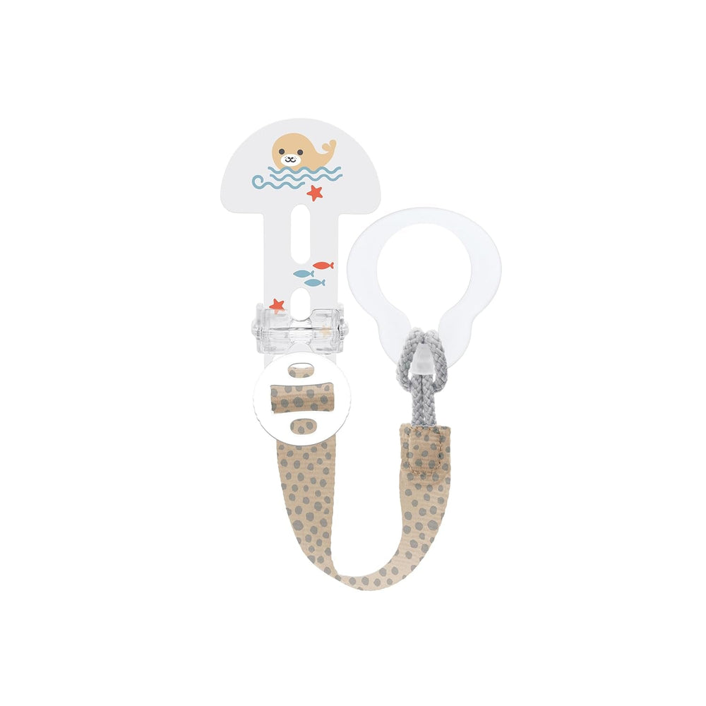 MAM Clip it! & Cover Curea pentru suzetă cu protecție pentru tetină, Suport pentru suzetă reglabil în lungime cu inel detașabil, Potrivit pentru suzete, inele de dentiție și jucării, Iepure