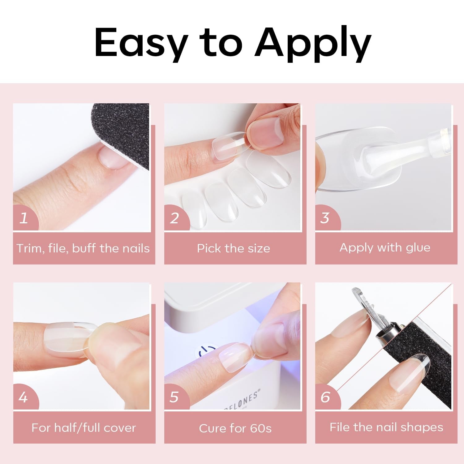 Modelones Tips Unghii 510 Piese - Set Tips Unghii Acoperire Completă, Set Tips Gel, Tips Unghii Rășină PMMA Pre-Lustruire, Unghii Artificiale pentru Lipire pe Nail Art DIY, Squoval Scurt