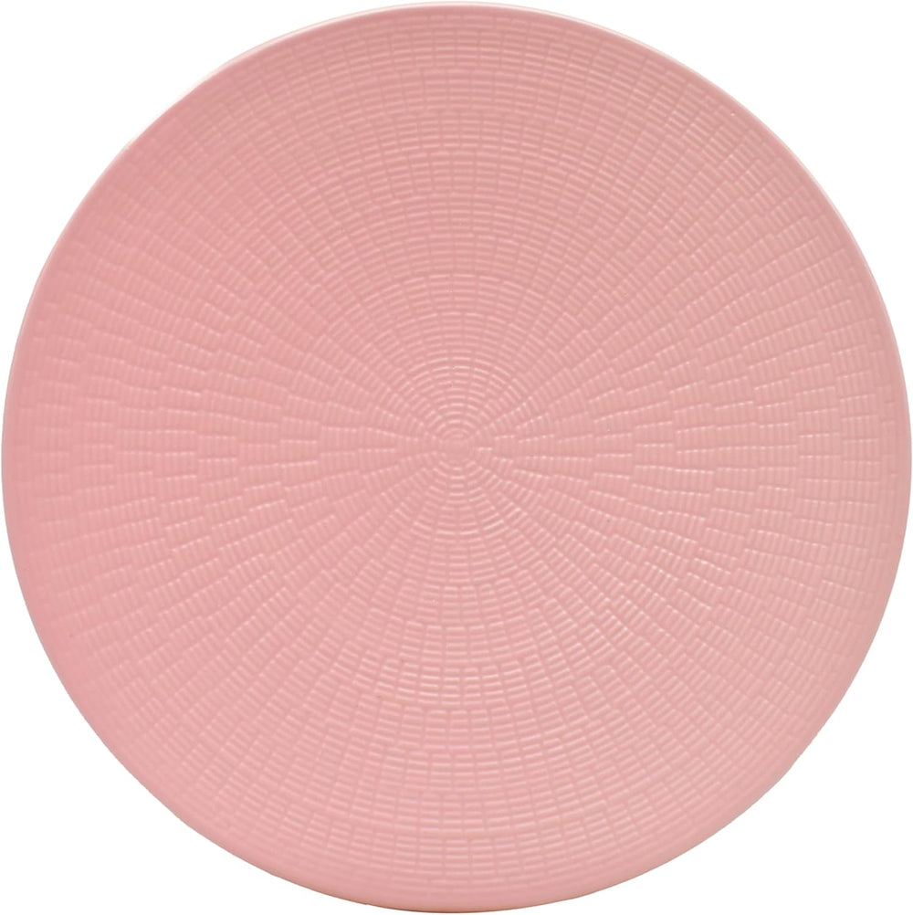 Set de veselă vintage ECHTWERK, 12 piese, design natural „Blanka”, pentru 4 persoane, set elegant de veselă din gresie texturată cu 4 farfurii de cină, 4 farfurii laterale, 4 farfurii de sumă, roz