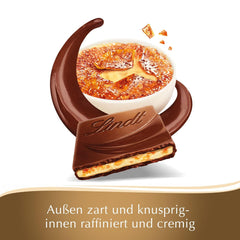 Barra Crème Brûlée Lindt Creación de chocolate | Relleno de crème brûlée con crujiente de caramelo, cubierto con el más fino chocolate con leche | Barra de chocolate | Regalo de chocolate, 150g