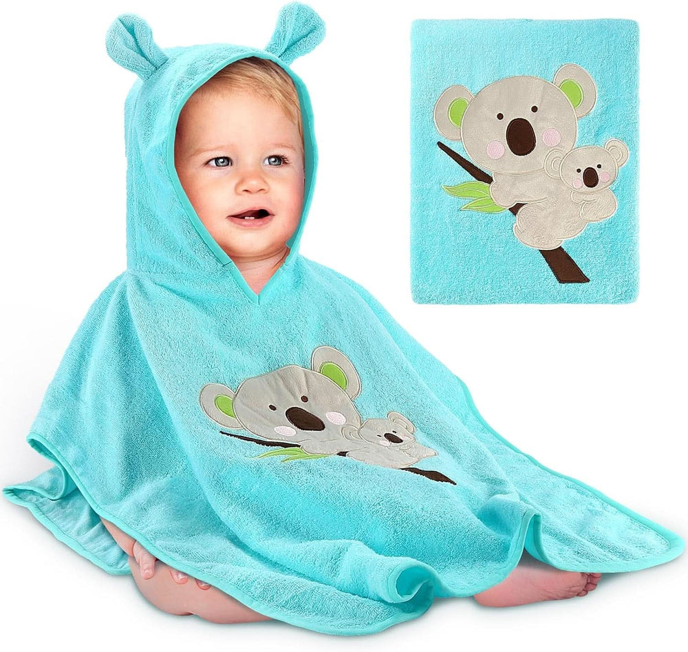 Poncho de baño infantil Oeko TEX, 100% algodón Madre e Hijo Naty Shop Koala celeste