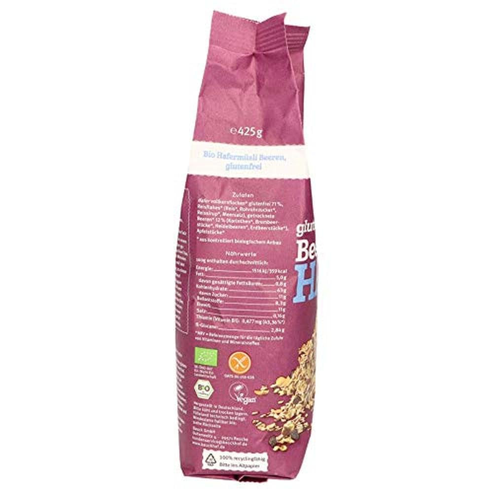 Muesli de avena con frutos rojos hof, sin gluten (425 g) - Bio