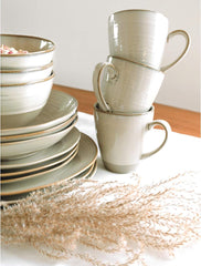 MÄSER 931512 Nottingham Vintage Series Set de veselă pentru 4 persoane, serviciu combinat de 20 de piese cu forme rotunjite neregulate în aspect retro, gresie, bej