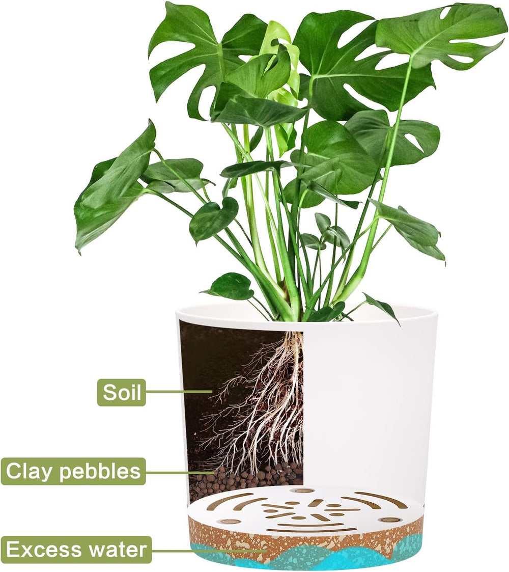 Juego de 2 macetas de 12,7 cm, macetas de interior con orificios de drenaje y base extraíble, platillos decorativos modernos para maceteros de jardín al aire libre (blanco 12,7 cm)