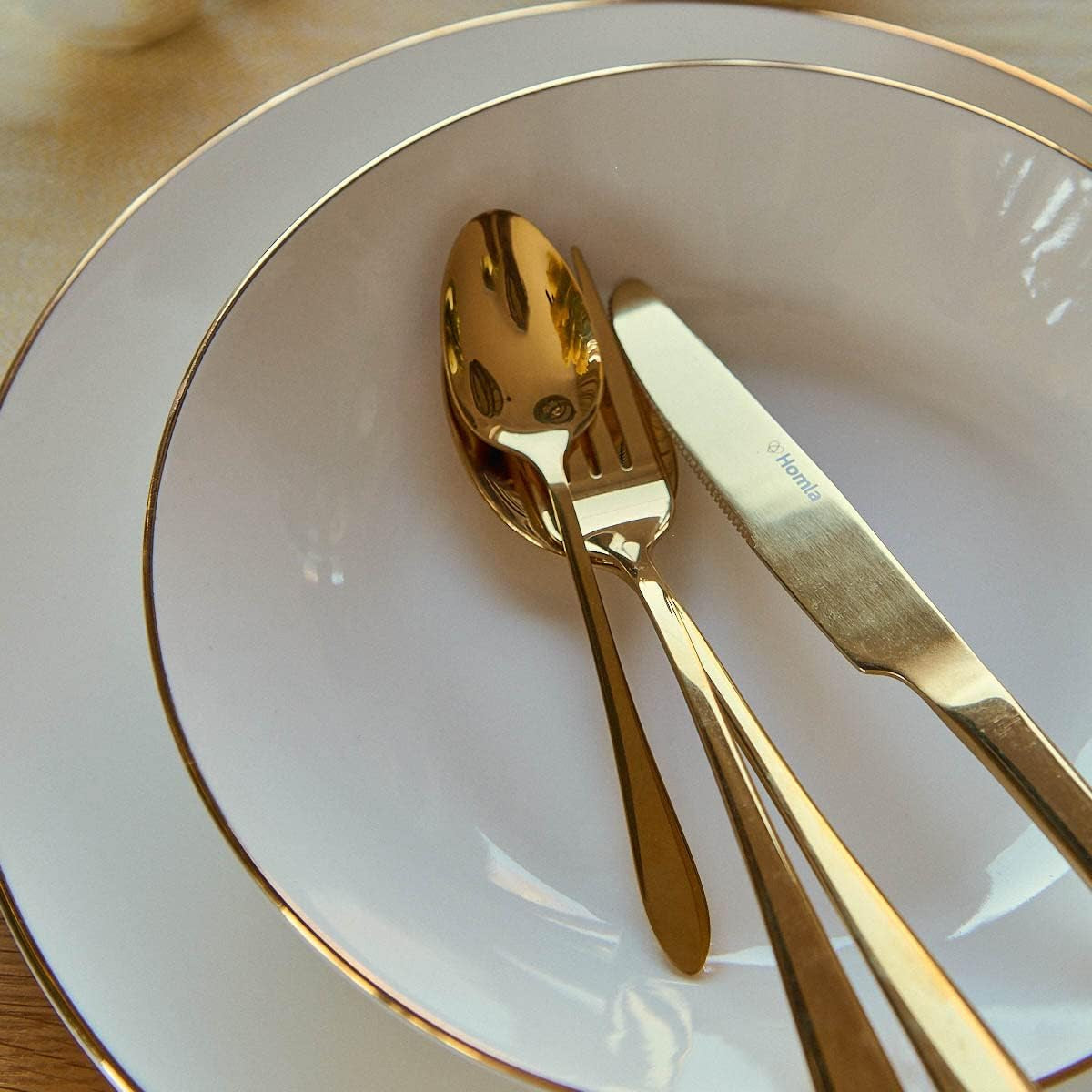 HOMLA Abele Besteckset Für Vier Personen 16-Teilig Edelstahl Hygienisch Elegant Leicht Zu Reinigen Gold Kitchen Naty Shop