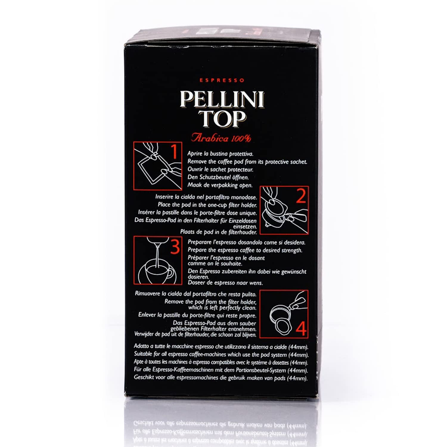 Pellini Caffè, Espresso Pellini Top 100% Arabica - 6 Packungen mit 18 Pads (6x126 g, insgesamt 108 Pads)