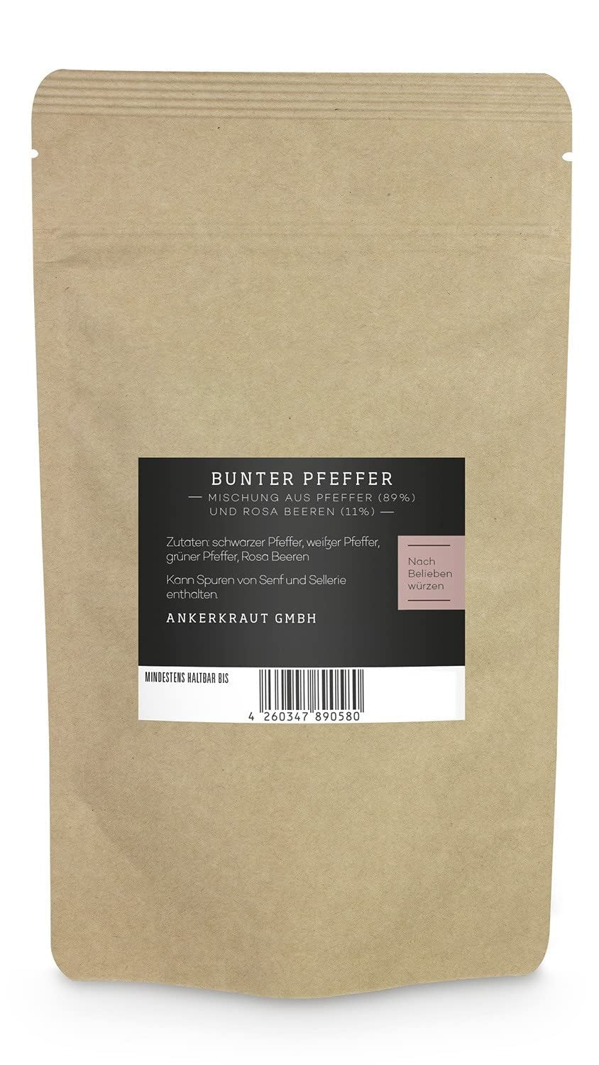 Ankerkraut Bunter Pfeffer, ganze Pfefferkörner für die Pfeffermühle, 150 g en la bolsa