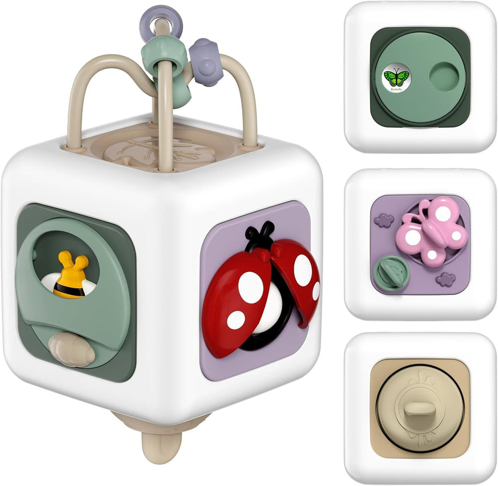 Jucărie senzorială pentru copii mici de 1-3 ani | Jucărie Montessori pentru copii de la 1 an în sus | Jucărie de călătorie pentru bebeluși de 12-18 luni | Cub de activități, cadou de ziua de naștere sau de Crăciun pentru copiii de 1 an