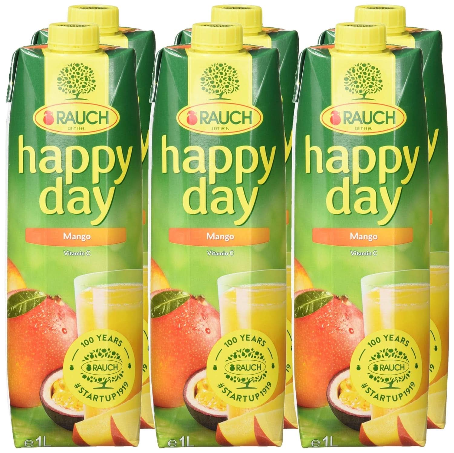 Rauch Feliz Día Mango | Bebida refinada con maracuyá | Mucha vitamina C | 6 x 1 litro, Tienda Tetra Prisma Naty