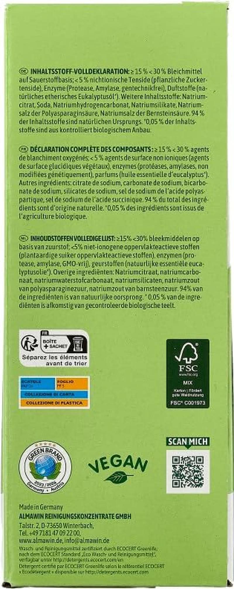 Almawin eco, detergente en polvo 2,8kg, 112 dosis, dosificable para diferentes cantidades de vajilla Naty Shop