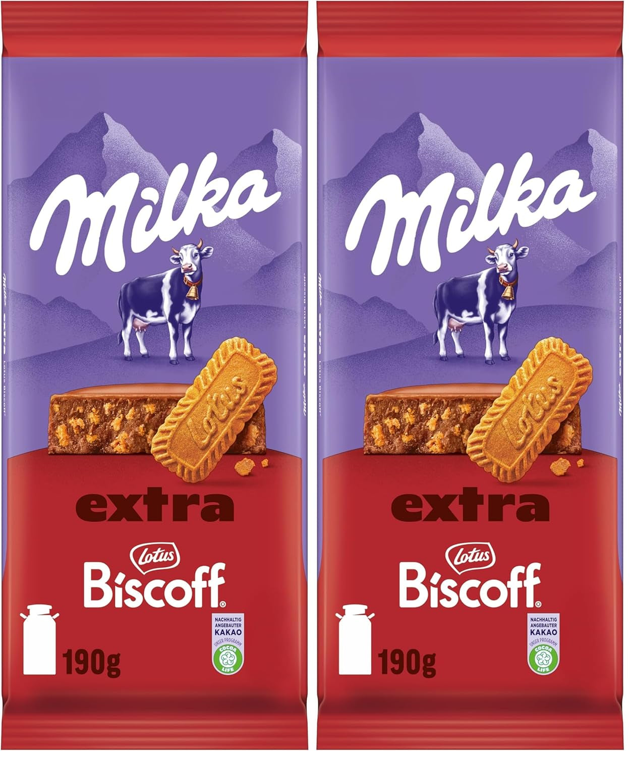 Chocolate Milka Extra Biscoff – Chocolate con leche alpino con crujientes trozos de galleta Lotus Biscoff – 190g