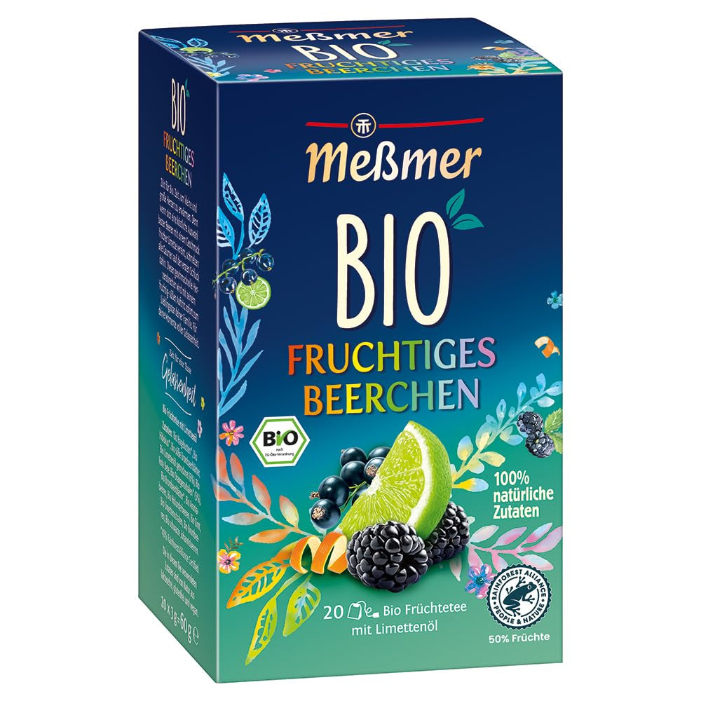 Meßmer Bio Rote Beeren | Ingrediente 100% naturale | 20 pliculețe de ceai | Vegan | Fără gluten | Fără lactoză