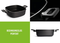 Woll Nowo Titanium Guss-Kasserole Viereckig - Induktiv -, 28 X 28 Cm, 10 Cm Hoch, 6,0 Litre, Mit 2 Seitengriffen - Geeignet Für Alle Herdarten, Aluminium, Backofenfest, Schwarz Moldes y bandejas para repostería Naty Shop