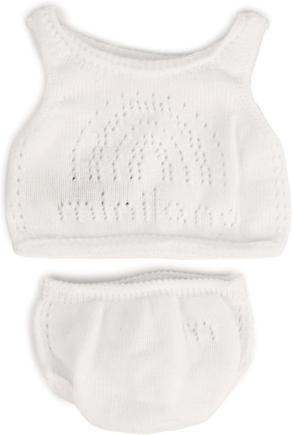 Miniland Set Puppenkleidung 32cm, camiseta girgeltes mit Latzhose und Mütze, Übergangszeit