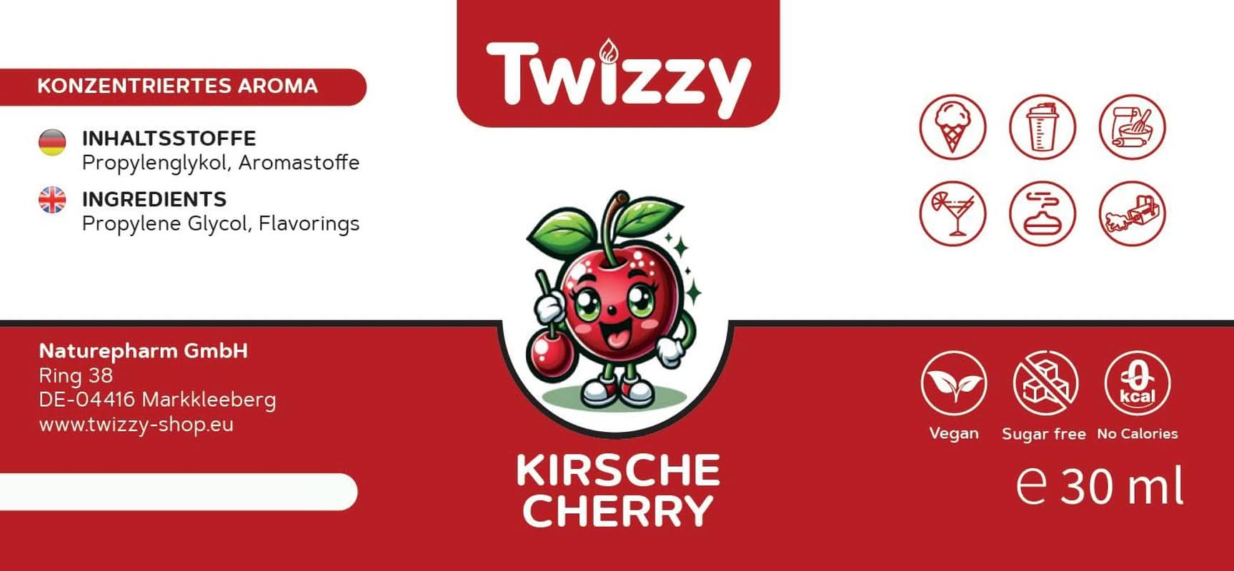 Twizzy, Concentrado Sabor Cereza, 30 ml Aromas Naty Shop